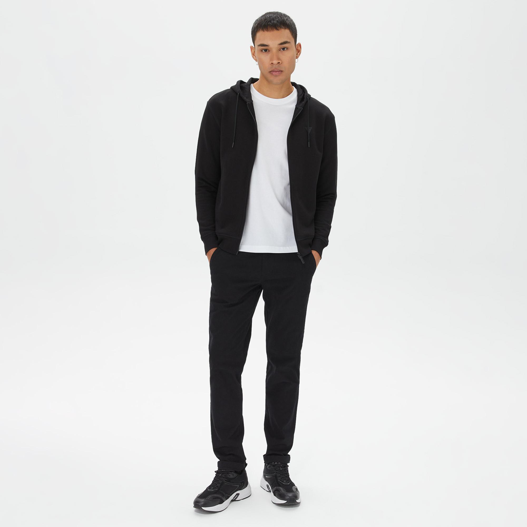 Guess Aldwin Zip Erkek Siyah Sweatshirt