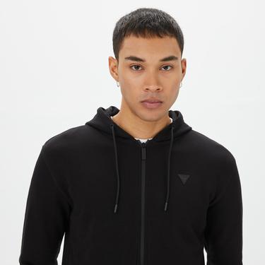  Guess Aldwin Zip Erkek Siyah Sweatshirt