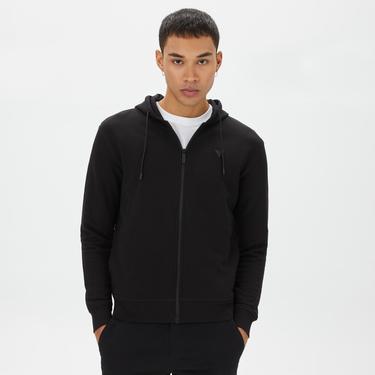  Guess Aldwin Zip Erkek Siyah Sweatshirt