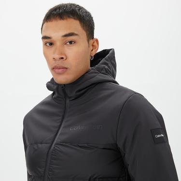  Calvin Klein Mix Media Quilt Hood Erkek Mavi Mont