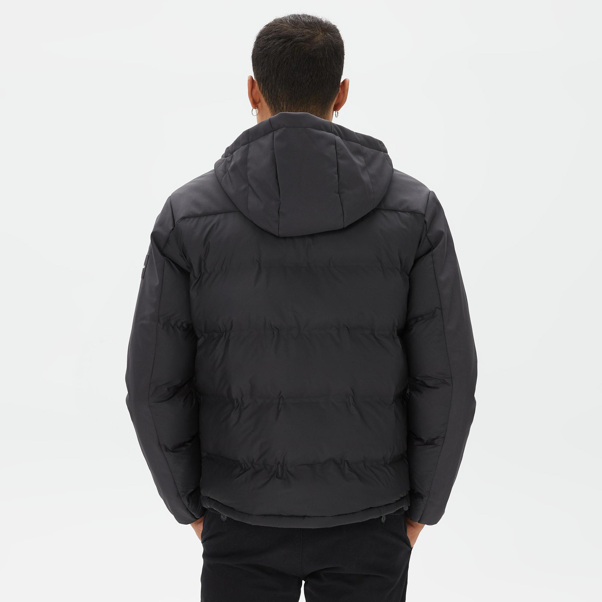 Calvin Klein Mix Media Quilt Hood Erkek Mavi Mont