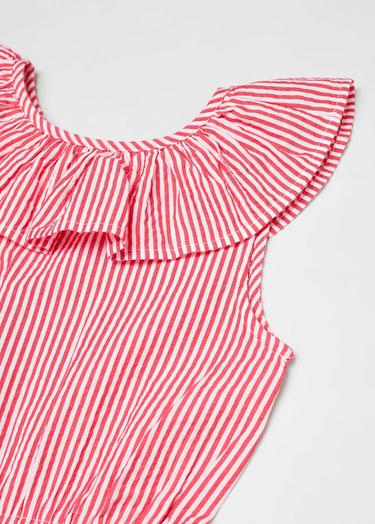  Mango Çocuk Çizgili Uzun Tulum Kirmizi