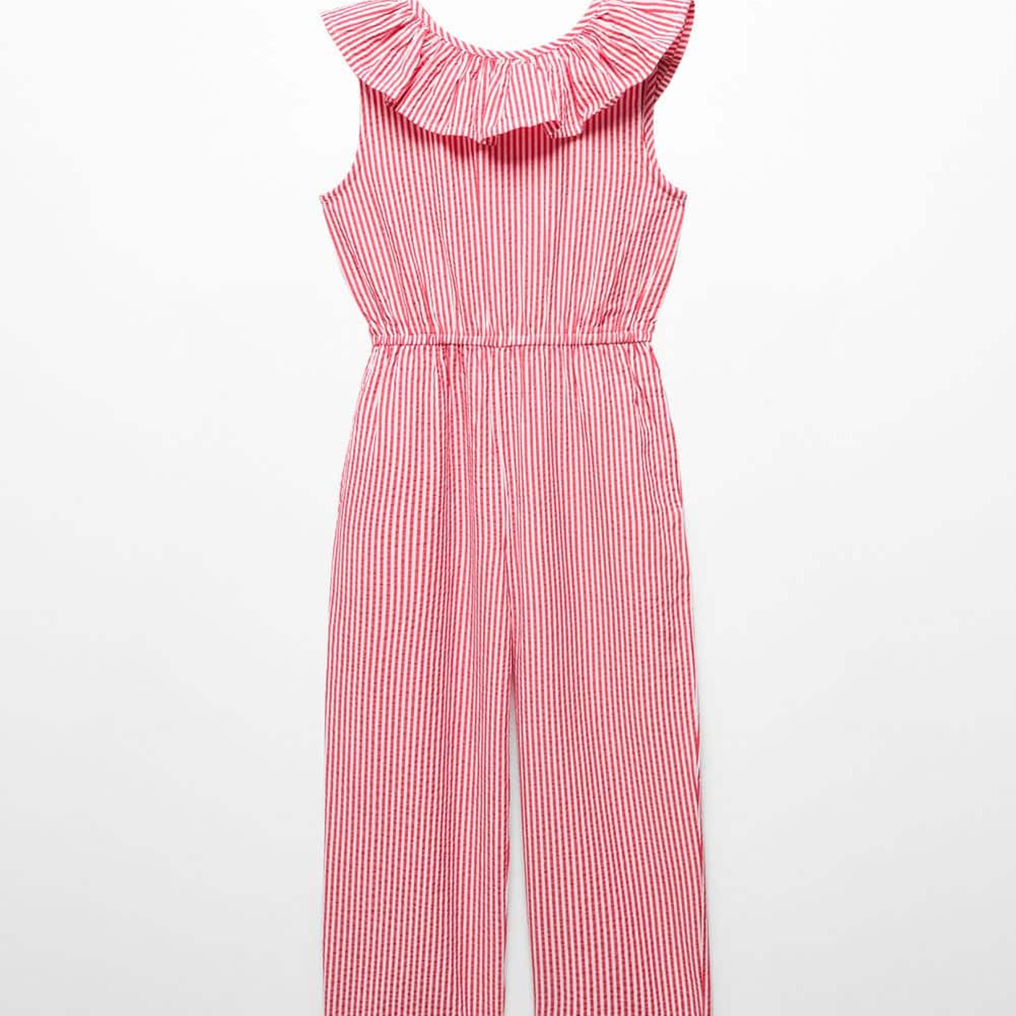 Mango Çocuk Çizgili Uzun Tulum Kirmizi