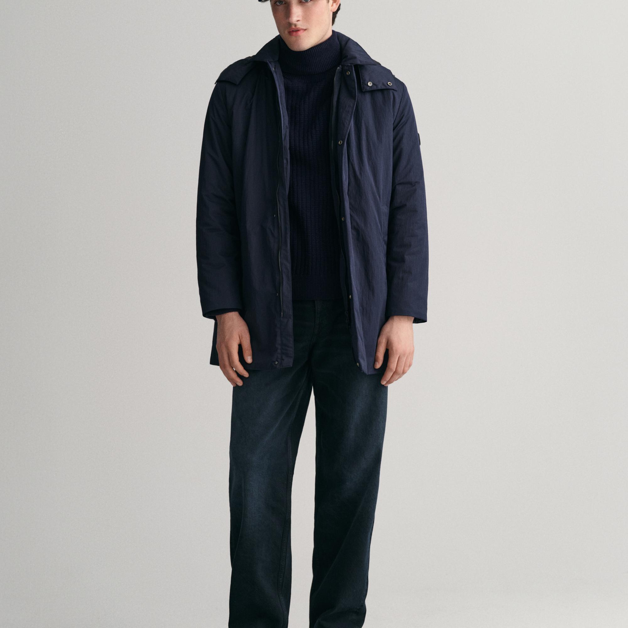 GANT Erkek Lacivert Kapüşonlu Mont