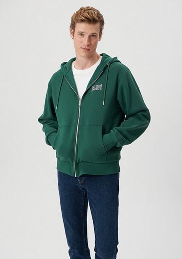  Mavi Mavi Logo Baskılı Kapüşonlu Yeşil Sweatshirt 0611715-71874