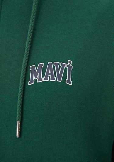  Mavi Mavi Logo Baskılı Kapüşonlu Yeşil Sweatshirt 0611715-71874
