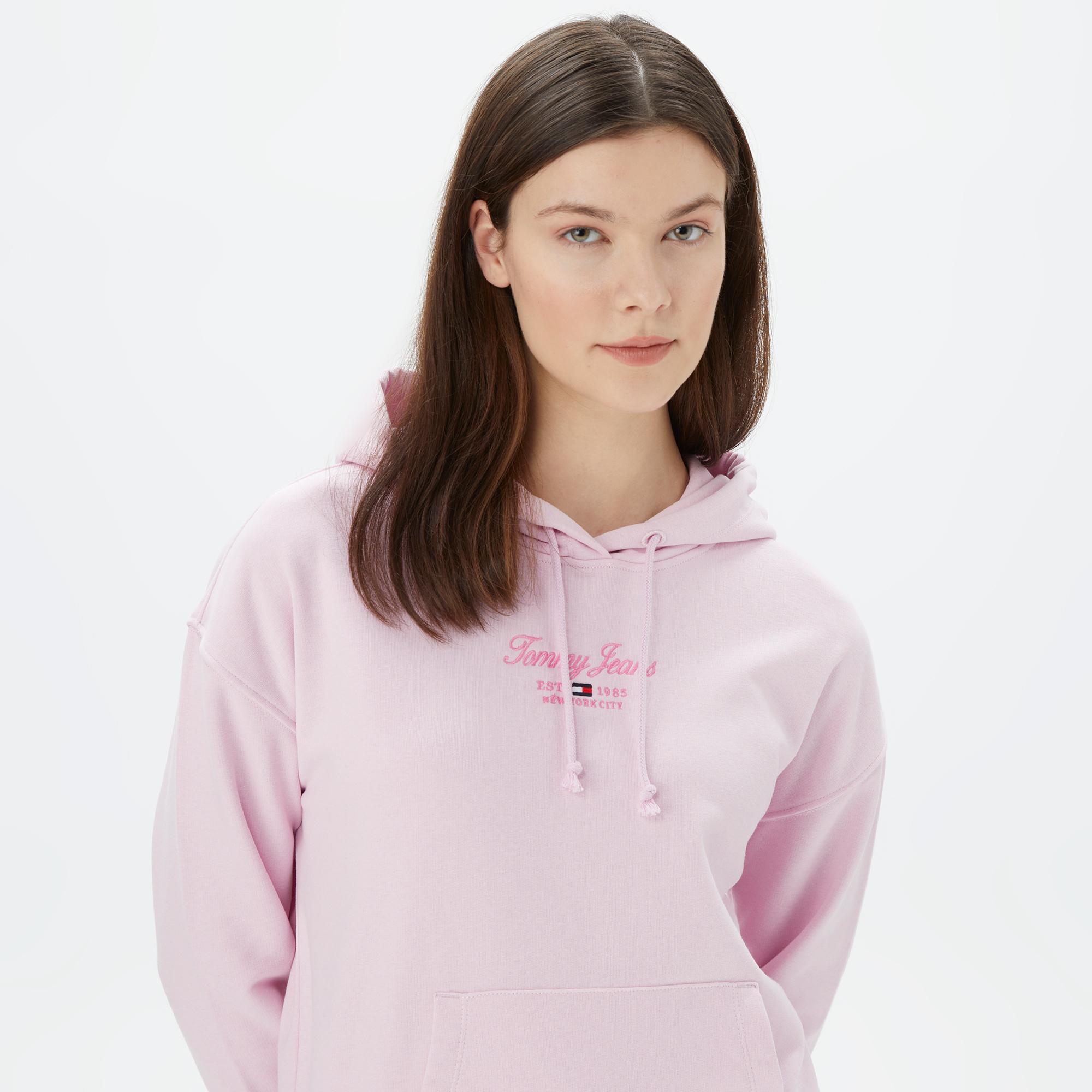 Tommy Jeans Bxy Essential Logo 2+ Hoodie Kadın Pembe Sweatshirt