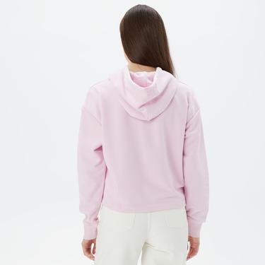  Tommy Jeans Relax Crop Essential Logo Hoodie Kadın Pembe Sweatshirt