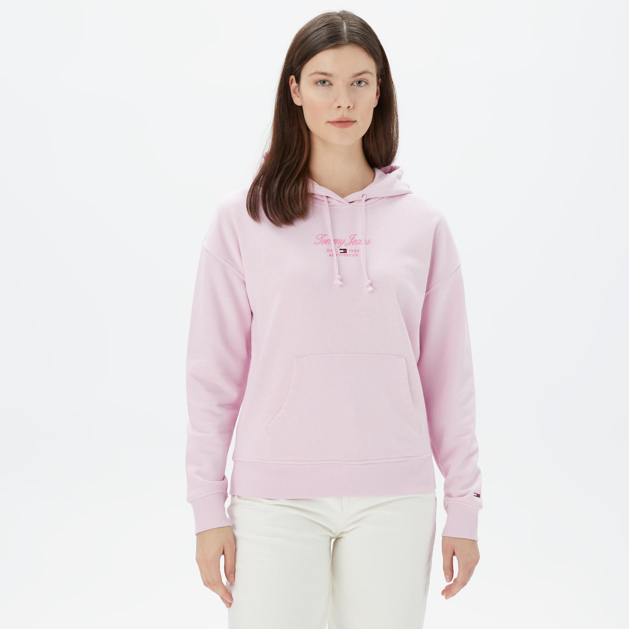 Tommy Jeans Bxy Essential Logo 2+ Hoodie Kadın Pembe Sweatshirt