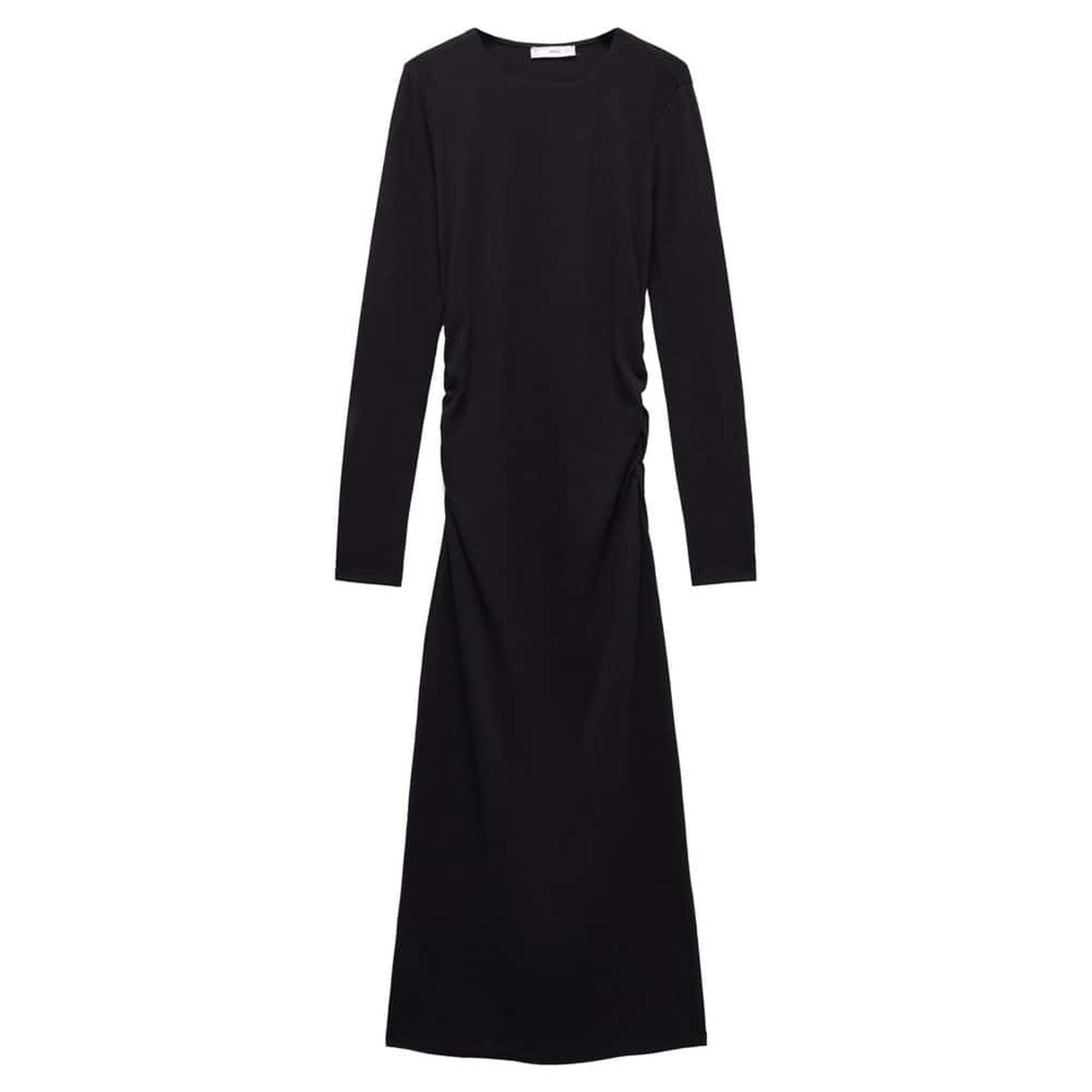 Mango Kadın Yandan Büzgülü Detaylı Elbise Siyah