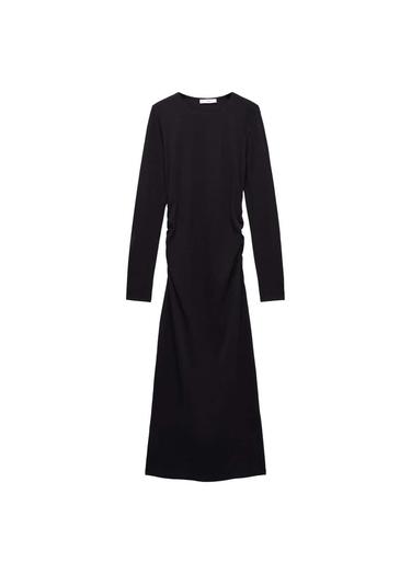  Mango Kadın Yandan Büzgülü Detaylı Elbise Siyah