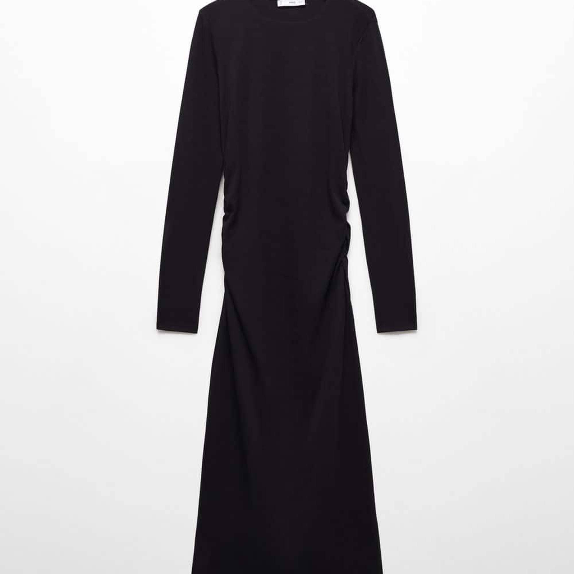 Mango Kadın Yandan Büzgülü Detaylı Elbise Siyah