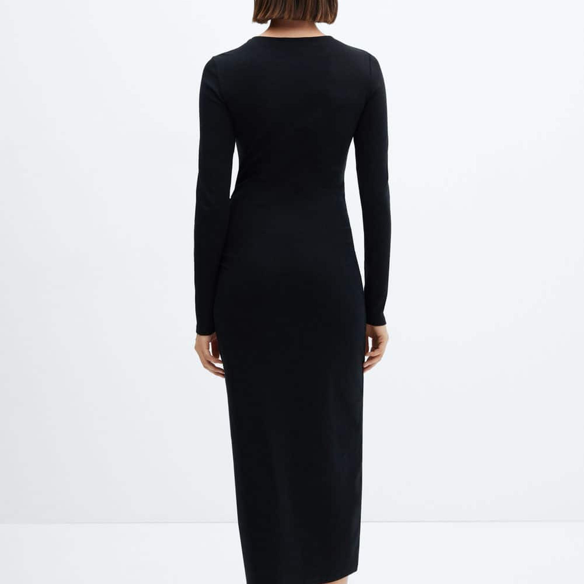 Mango Kadın Yandan Büzgülü Detaylı Elbise Siyah