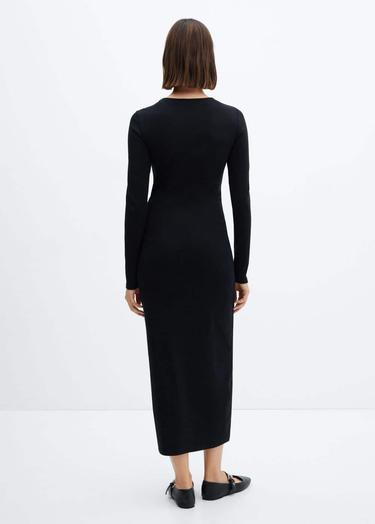  Mango Kadın Yandan Büzgülü Detaylı Elbise Siyah
