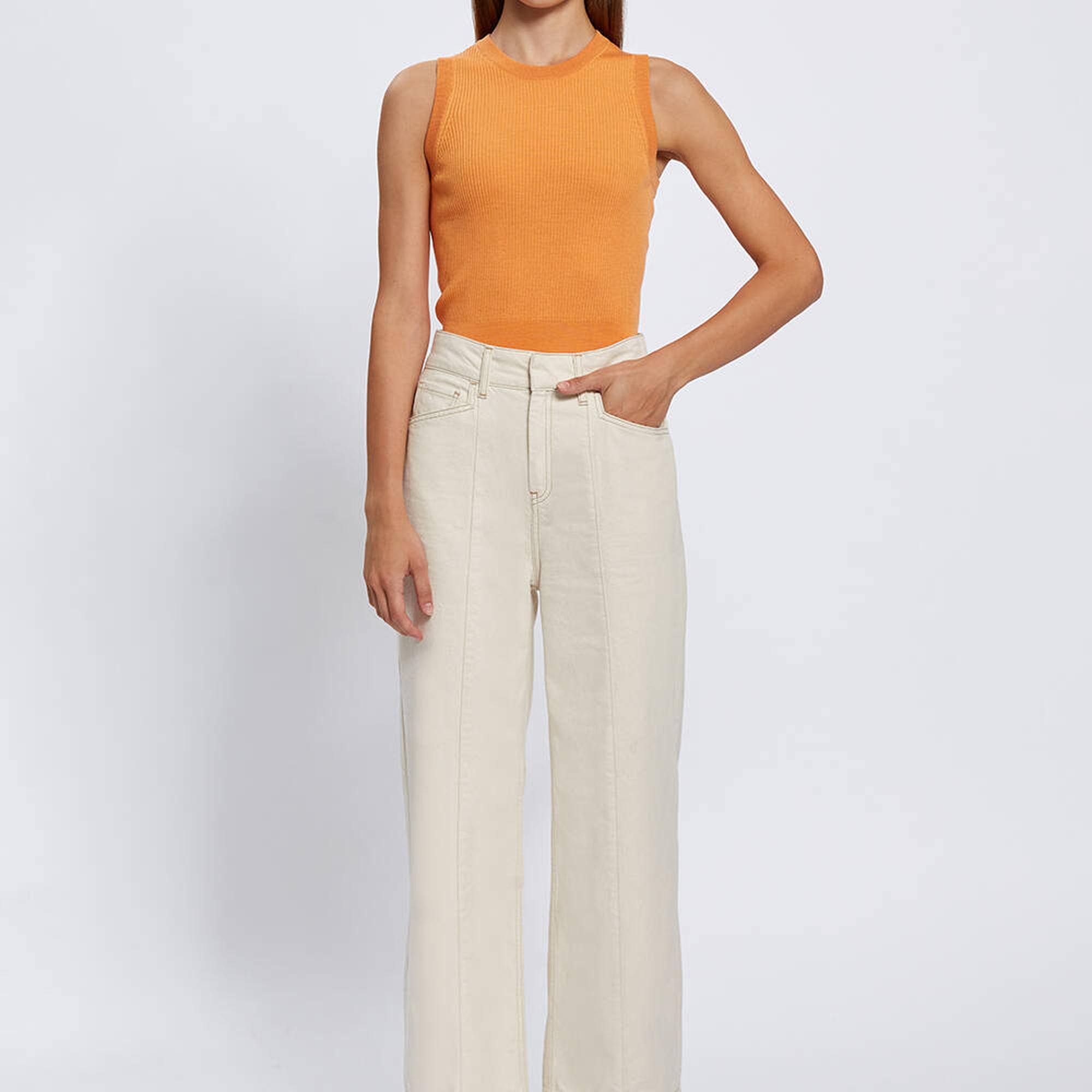 Knitss Extrafıne Merino Yün Kolsuz Turuncu Triko Üst