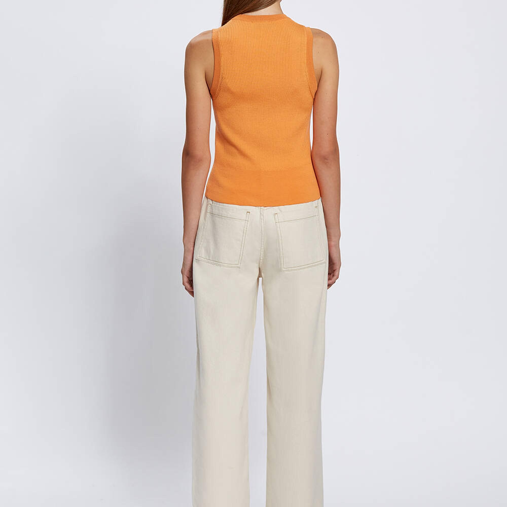 Knitss Extrafıne Merino Yün Kolsuz Turuncu Triko Üst