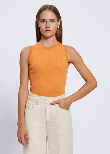  Knitss Extrafıne Merino Yün Kolsuz Turuncu Triko Üst
