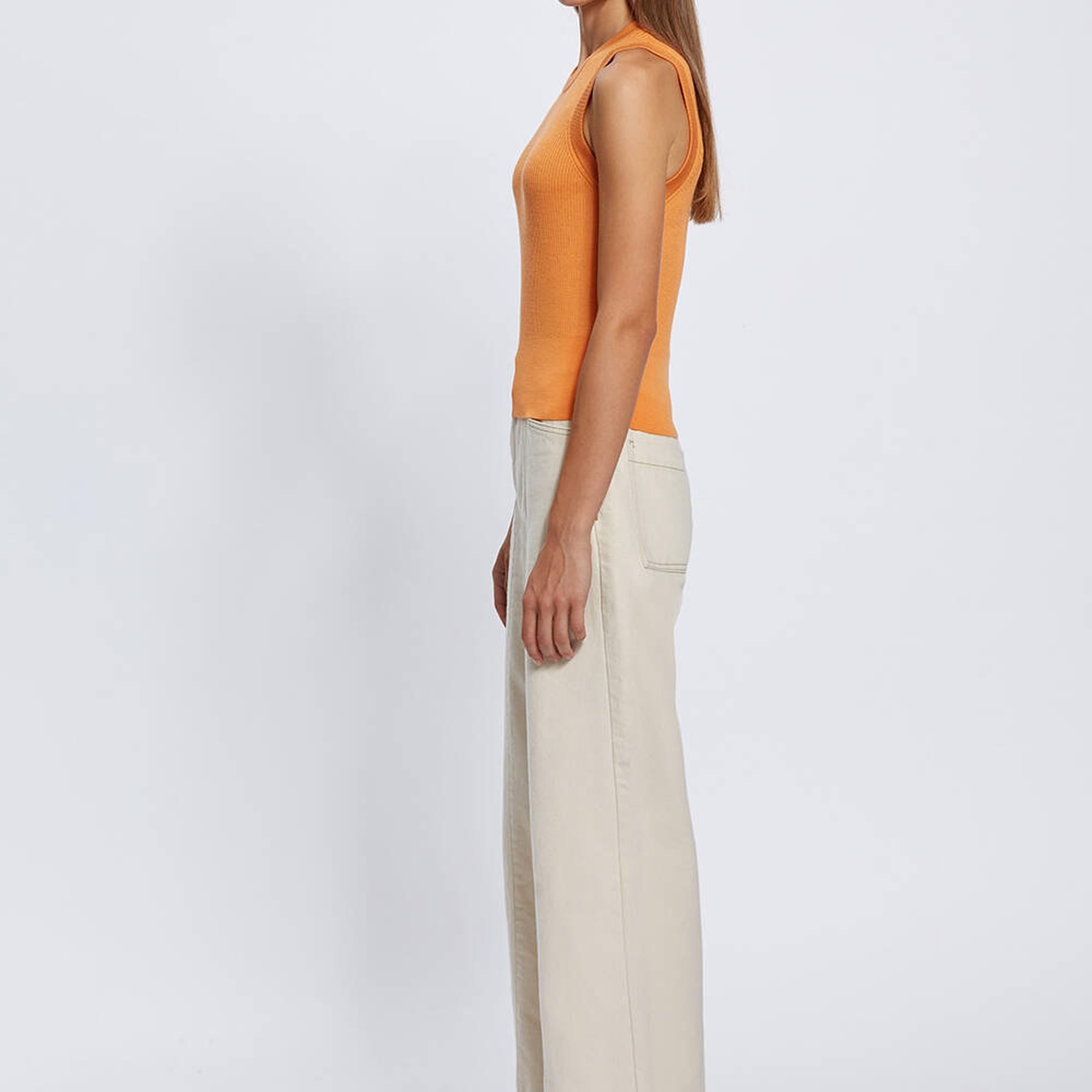 Knitss Extrafıne Merino Yün Kolsuz Turuncu Triko Üst