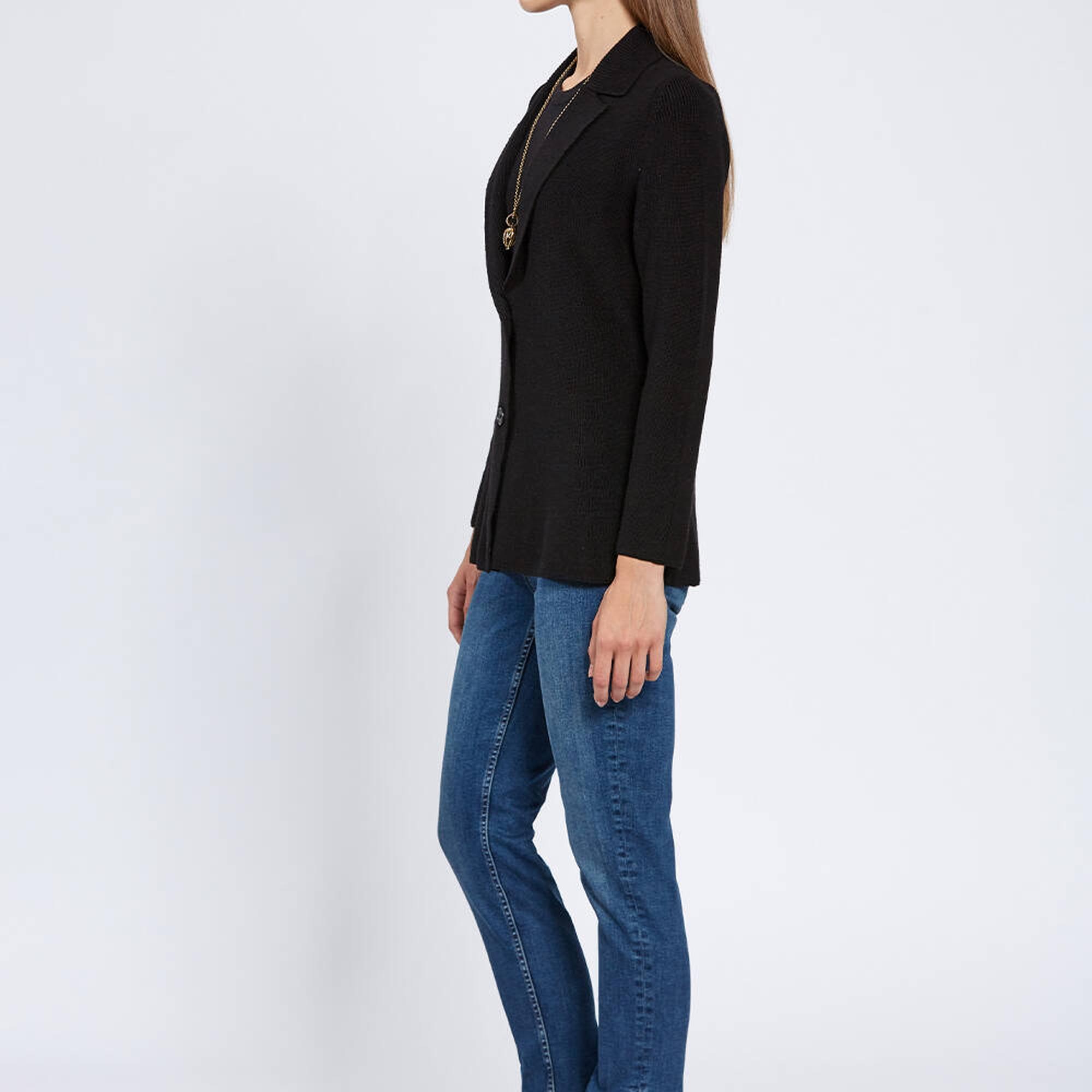 Knitss Extrafıne Merino Yün Siyah Triko Ceket