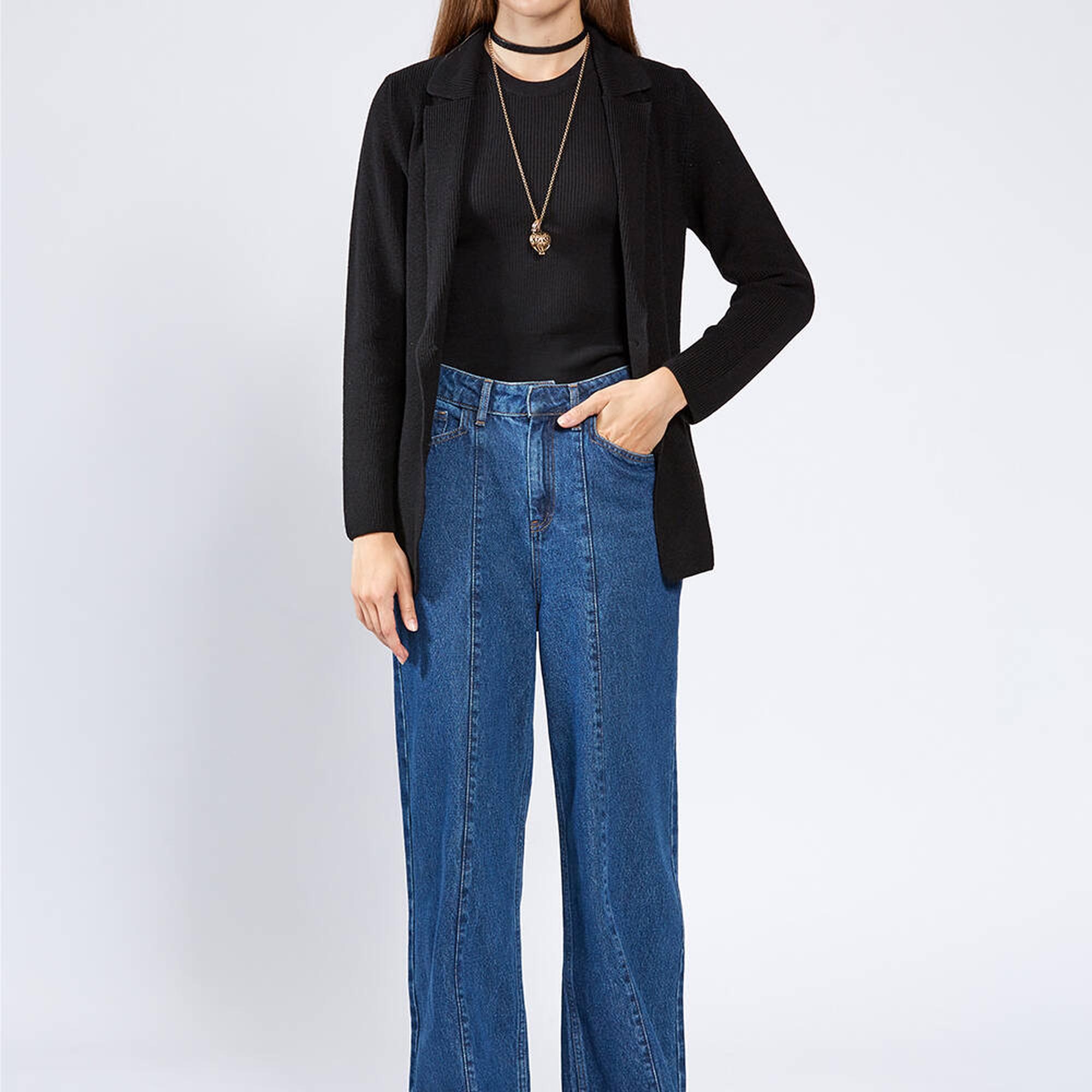 Knitss Extrafıne Merino Yün Siyah Triko Ceket