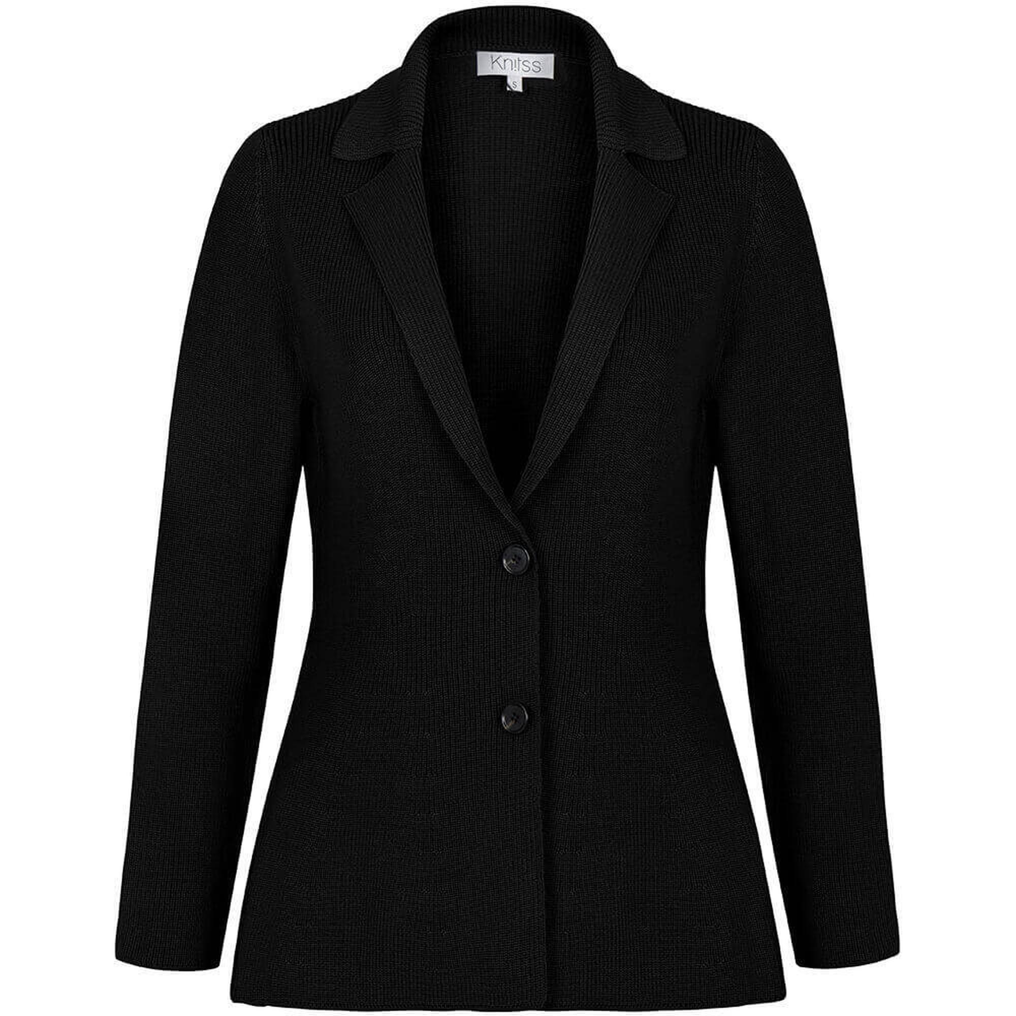 Knitss Extrafıne Merino Yün Siyah Triko Ceket