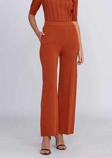  Knitss Cep Detaylı Turuncu Merino Yün Triko Pantolon
