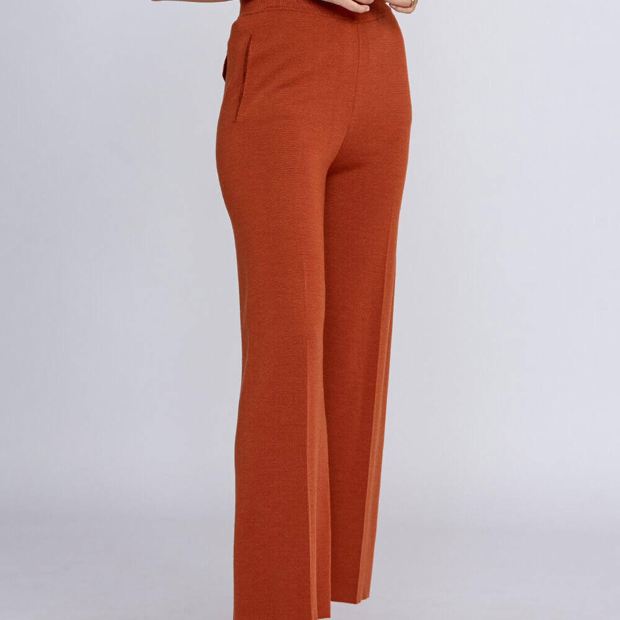 Knitss Cep Detaylı Turuncu Merino Yün Triko Pantolon