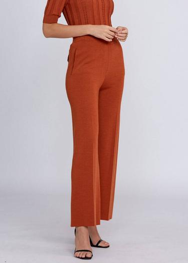  Knitss Cep Detaylı Turuncu Merino Yün Triko Pantolon
