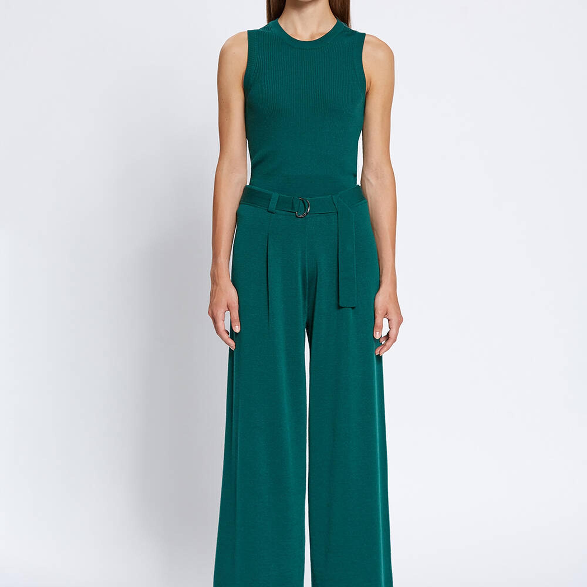 Knitss Extrafıne Merino Yün Yeşil Triko Pantolon