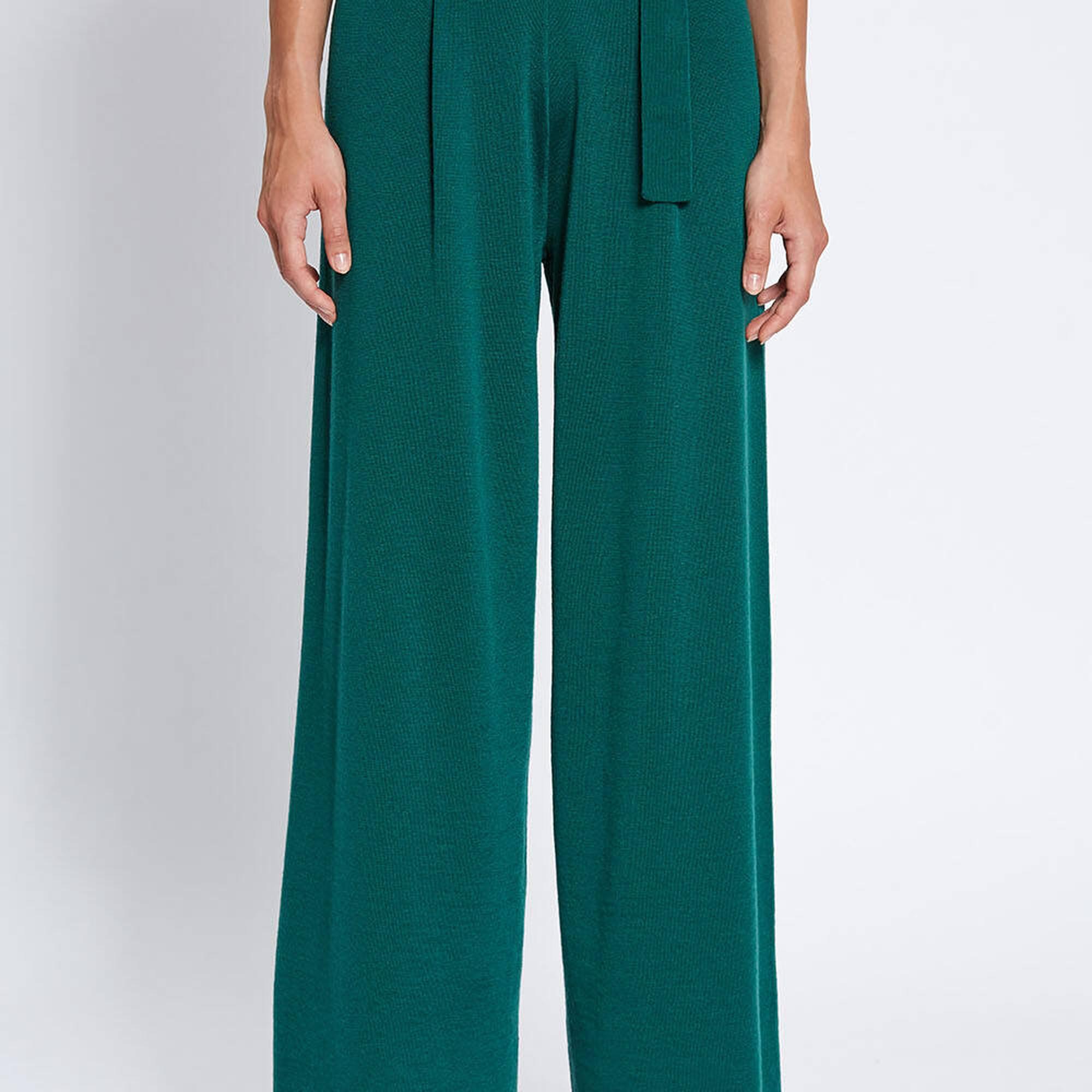 Knitss Extrafıne Merino Yün Yeşil Triko Pantolon