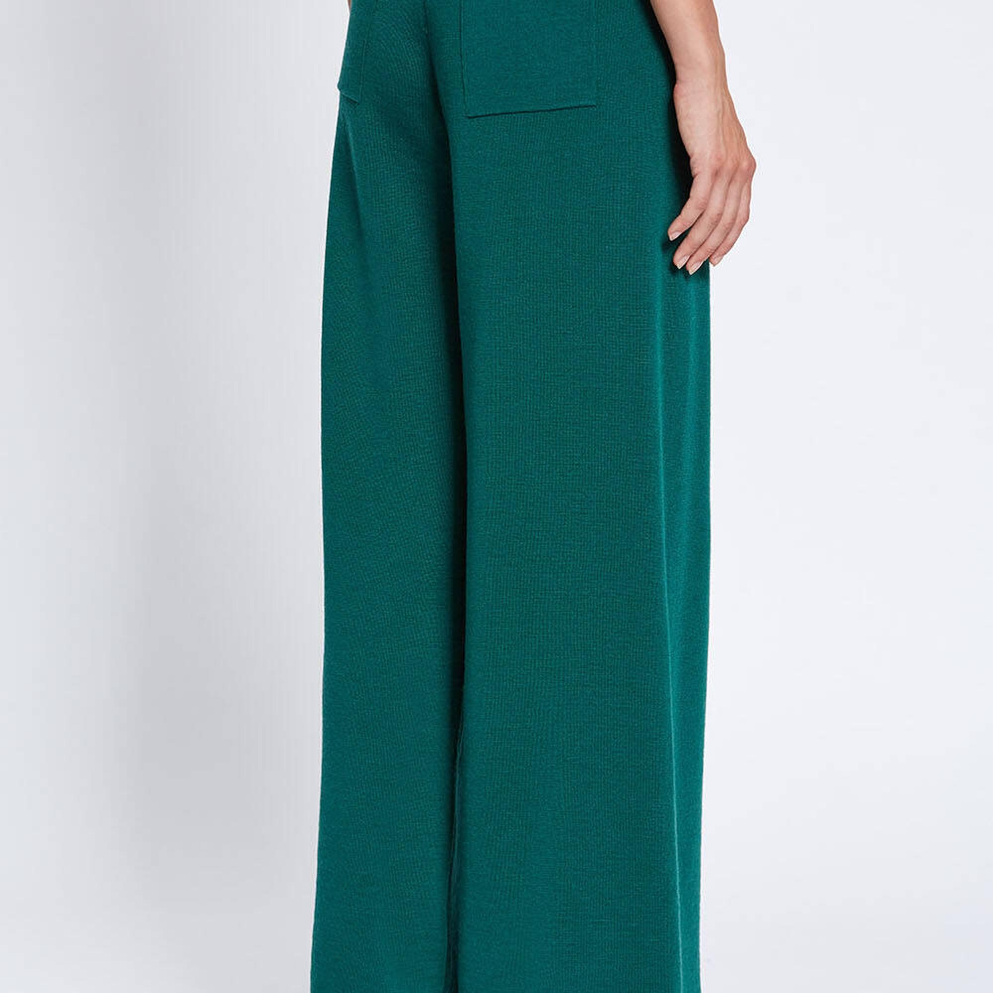 Knitss Extrafıne Merino Yün Yeşil Triko Pantolon