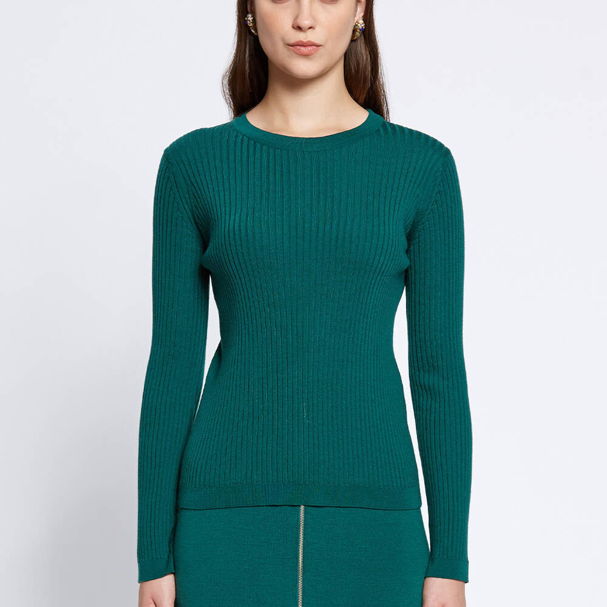 Knitss Extrafıne Merino Yün Yeşil Triko Üst