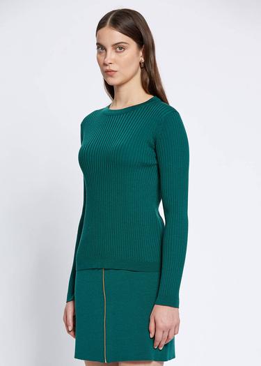  Knitss Extrafıne Merino Yün Yeşil Triko Üst