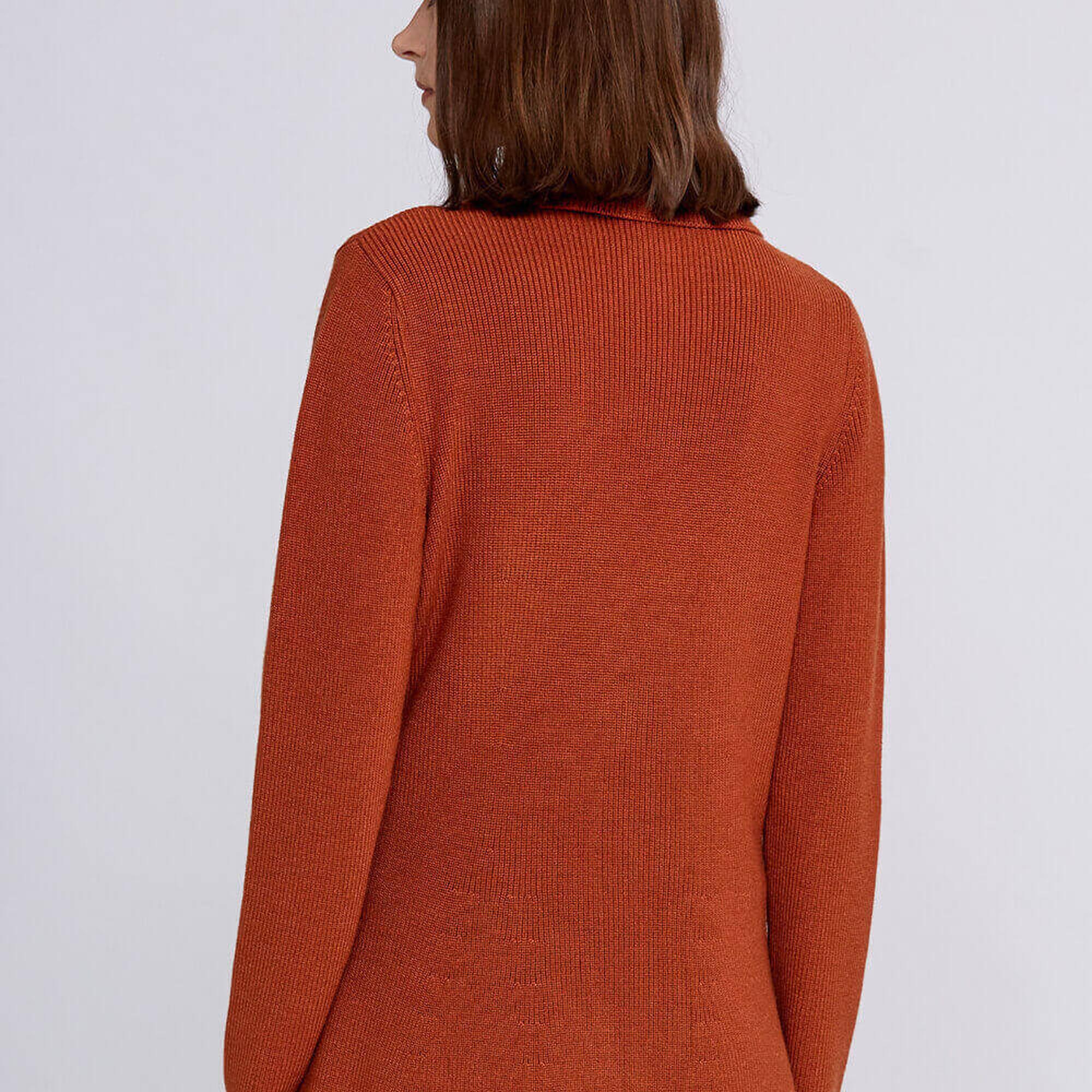 Knitss Extrafıne Merino Yün Turuncu Triko Ceket