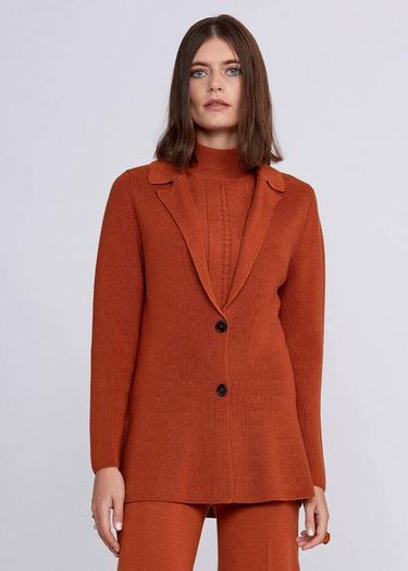  Knitss Extrafıne Merino Yün Turuncu Triko Ceket