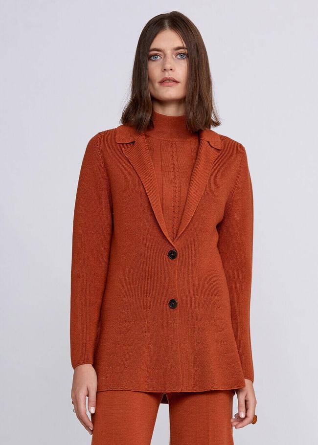  Knitss Extrafıne Merino Yün Turuncu Triko Ceket