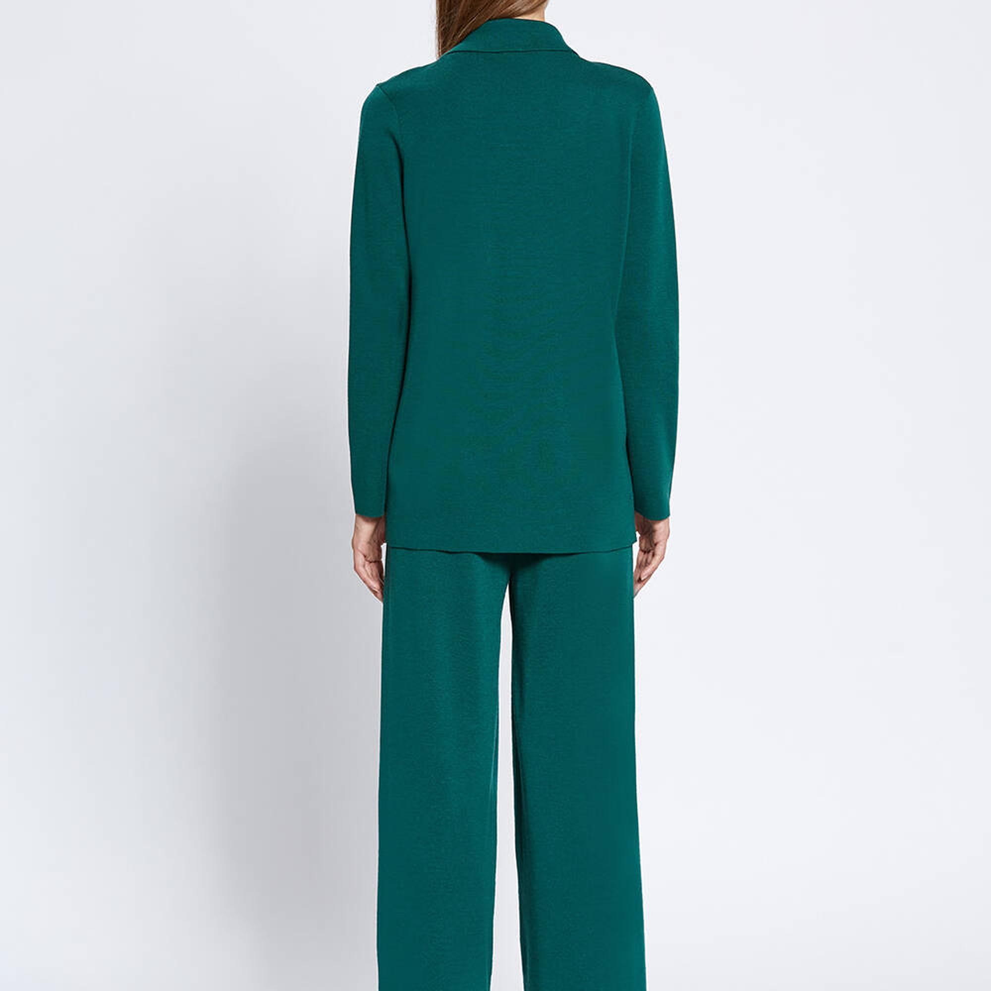 Knitss Extrafıne Merino Yün Yeşil Triko Blazer Ceket