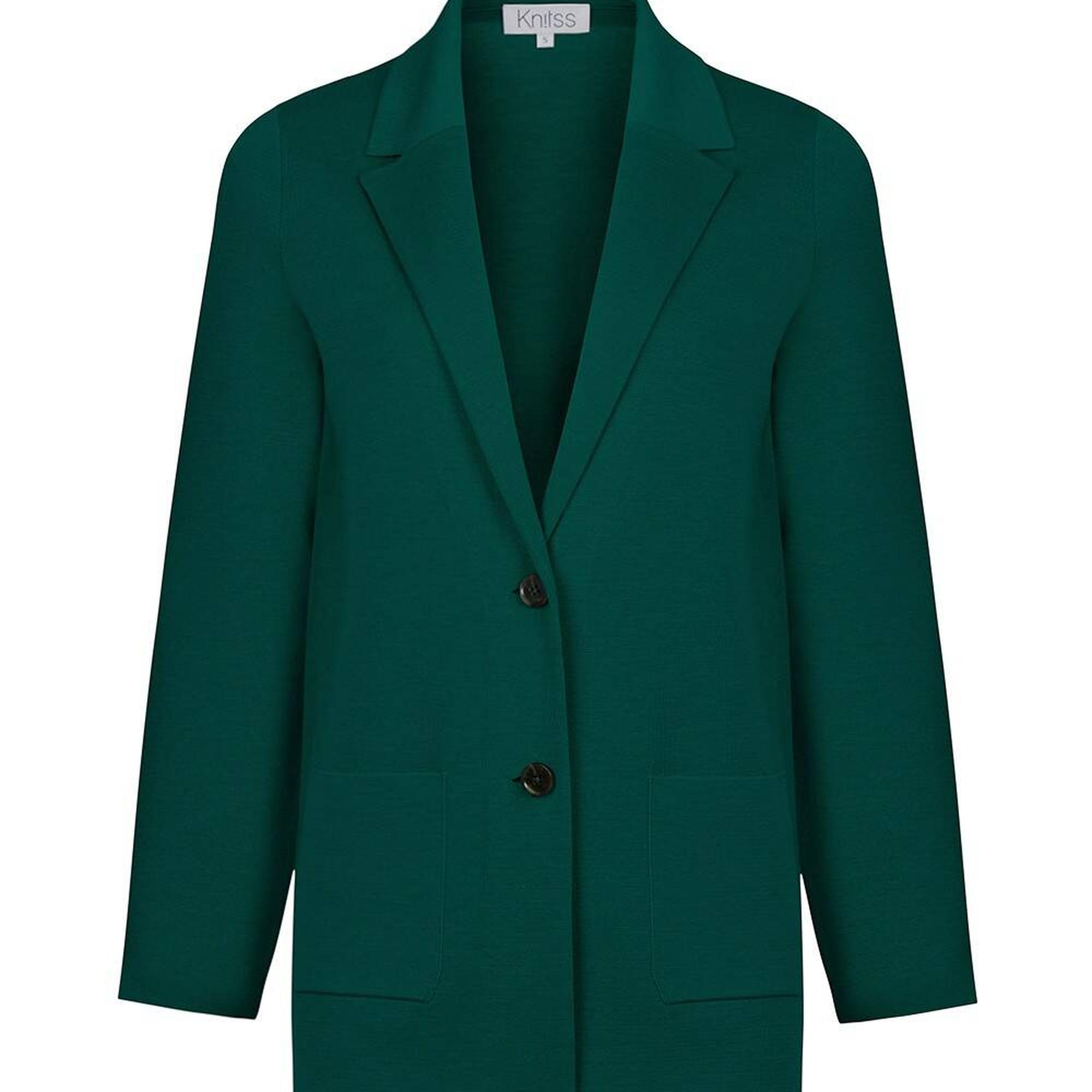 Knitss Extrafıne Merino Yün Yeşil Triko Blazer Ceket
