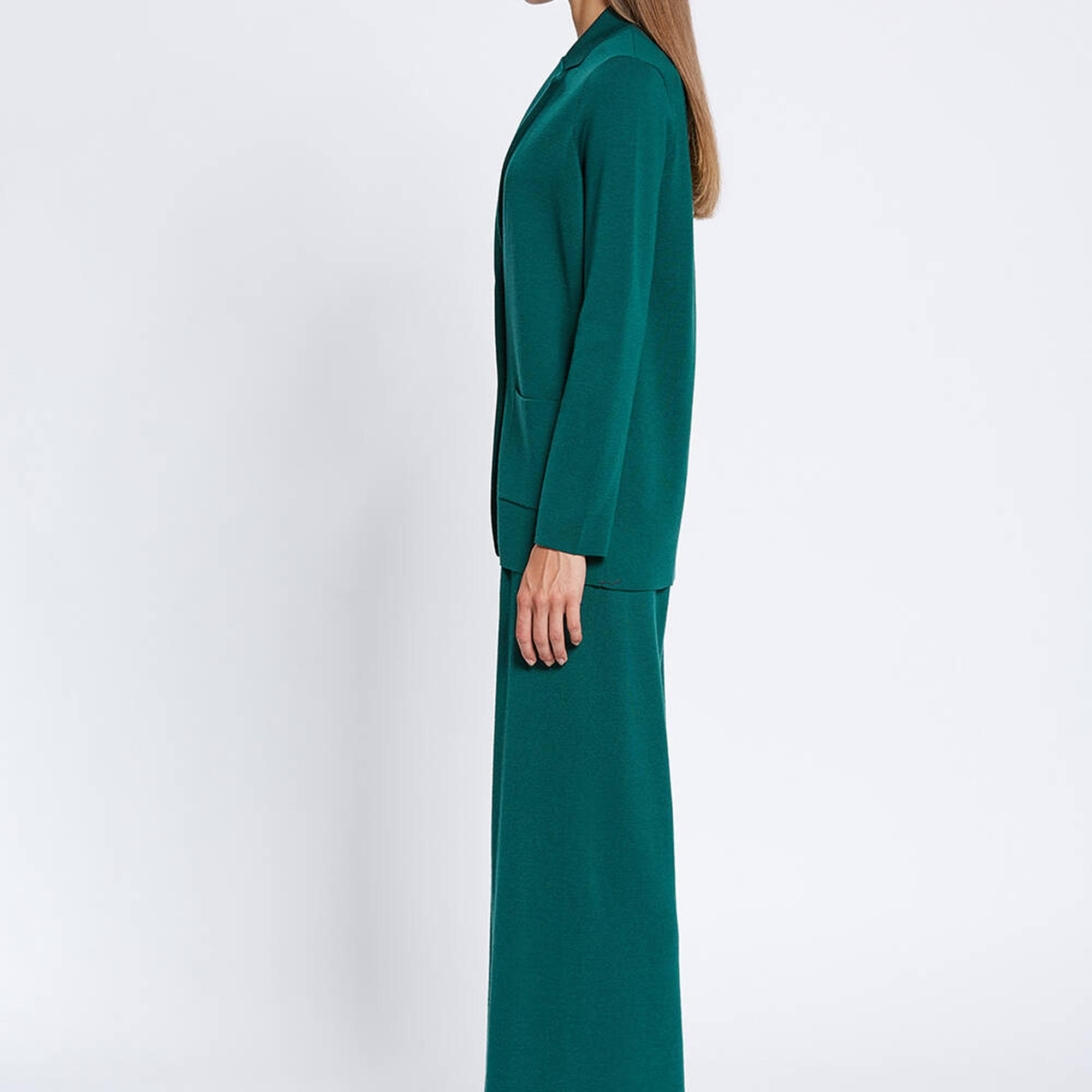 Knitss Extrafıne Merino Yün Yeşil Triko Blazer Ceket