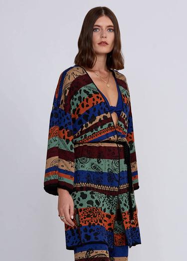  Knitss Desenli Merino Yün Karışımlı Triko Kimono