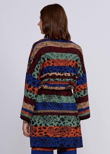  Knitss Desenli Merino Yün Karışımlı Triko Kimono