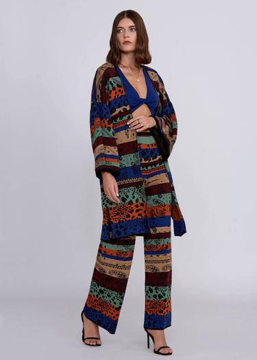  Knitss Desenli Merino Yün Karışımlı Triko Kimono