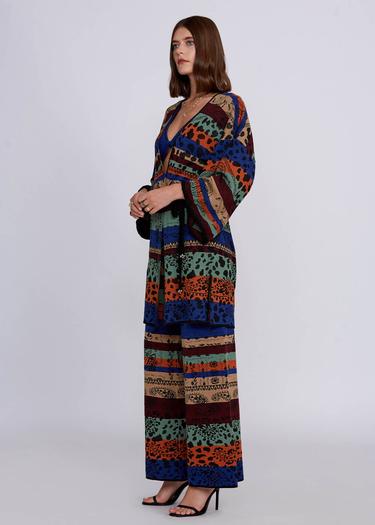  Knitss Desenli Merino Yün Karışımlı Triko Kimono