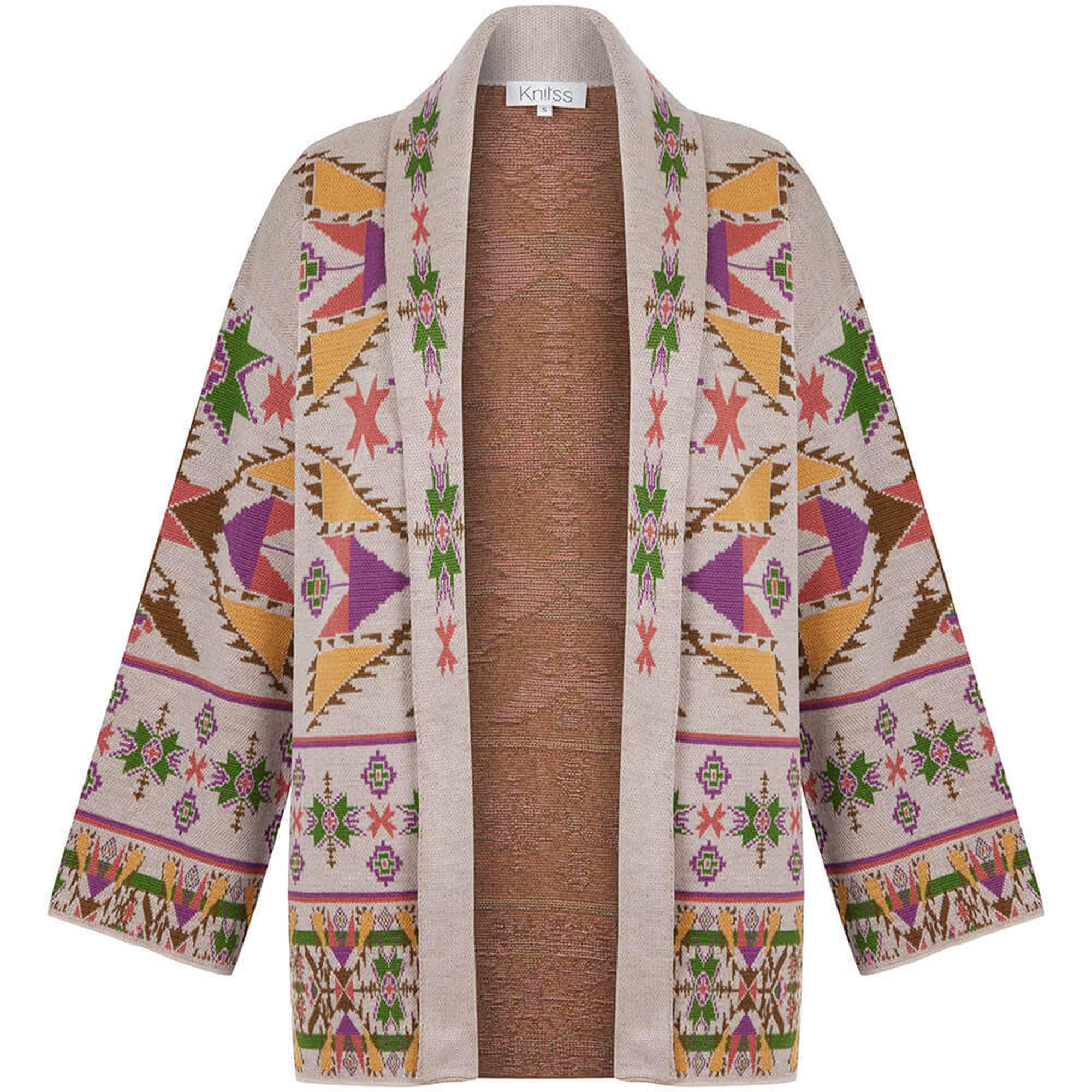 Knitss Jakar Desen Extrafıne Merino Yün Triko Hırka