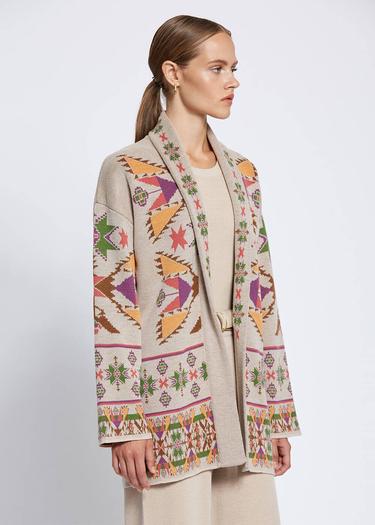  Knitss Jakar Desen Extrafıne Merino Yün Triko Hırka