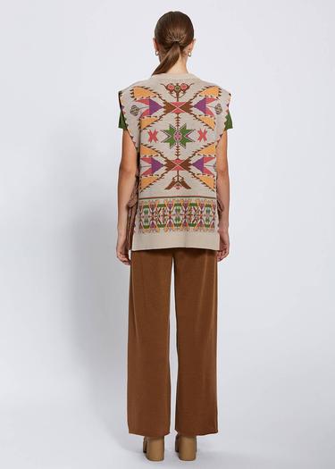  Knitss Jakar Desen Extrafıne Merino Yün Triko Yelek