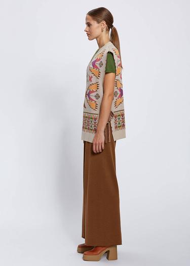  Knitss Jakar Desen Extrafıne Merino Yün Triko Yelek