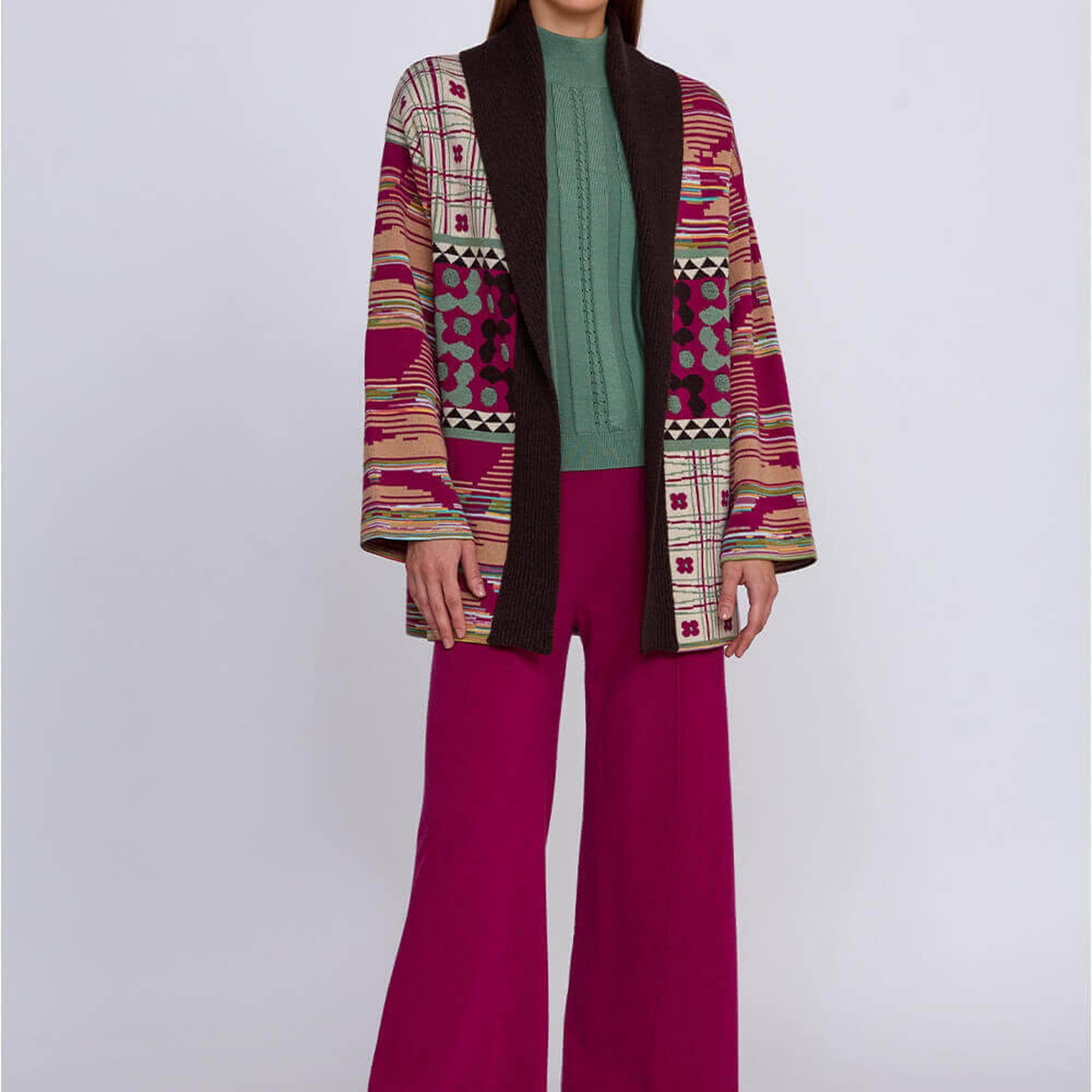 Knitss Jakar Desenli Kaşmir Karışımlı Triko Hırka