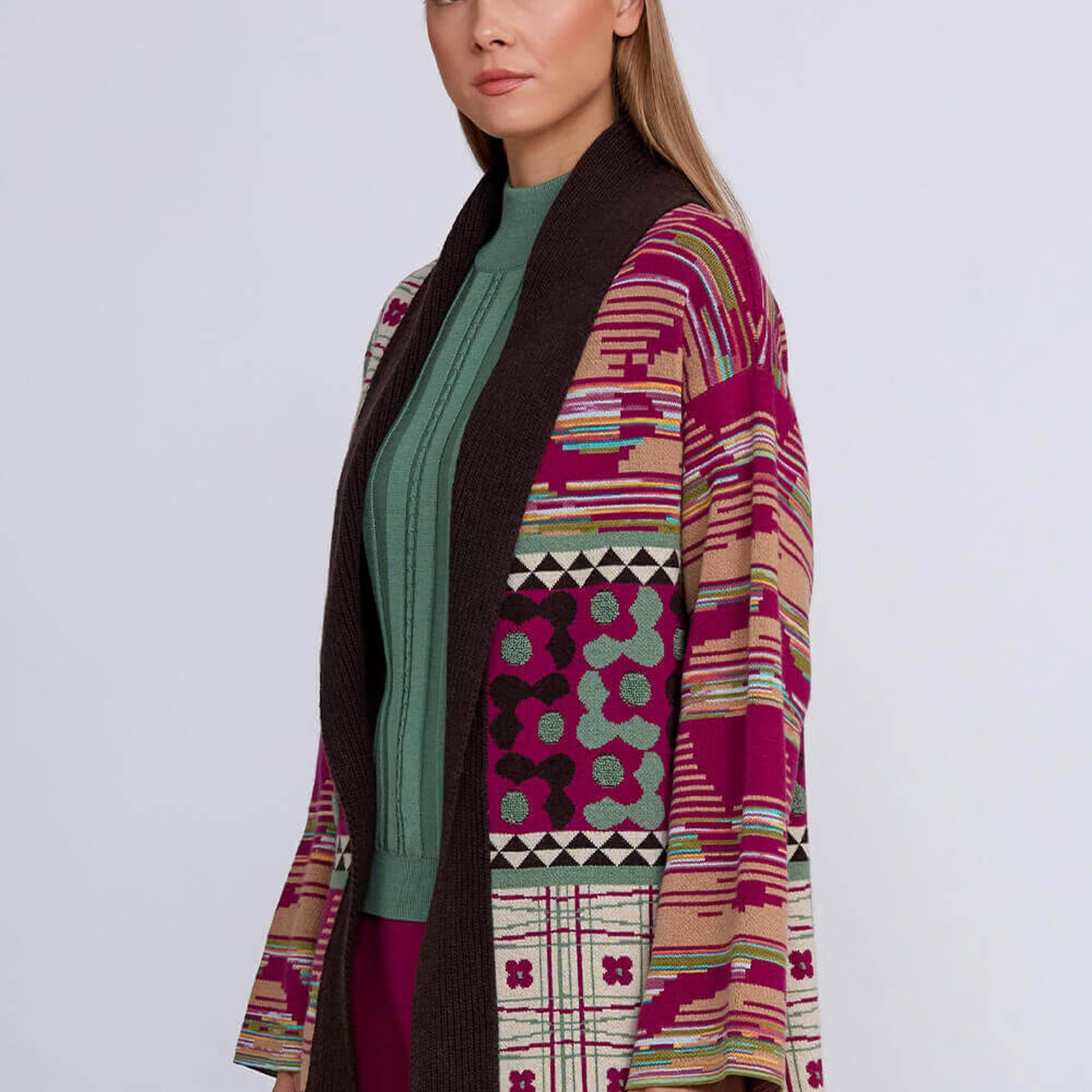 Knitss Jakar Desenli Kaşmir Karışımlı Triko Hırka