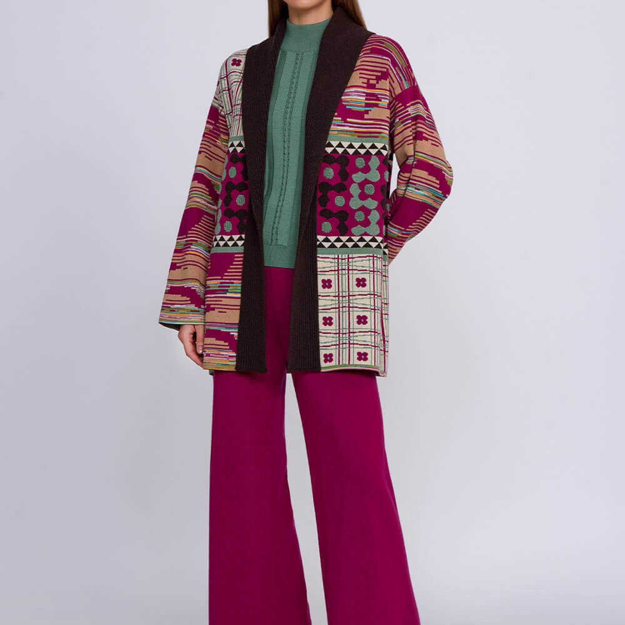 Knitss Jakar Desenli Kaşmir Karışımlı Triko Hırka